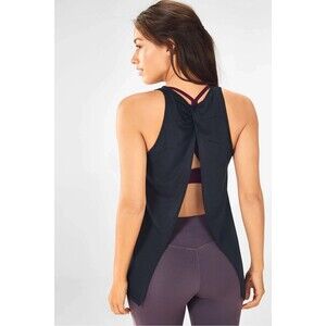 Fabletics Cashel Open Back Tank Top Shirt Women Black Size Small Gym NEW